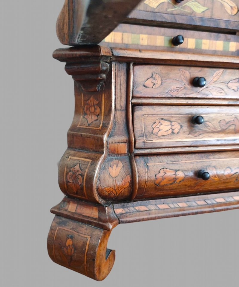 A Rare Apprentice Miniature Dutch Marquetry Cabinet Piece c1800